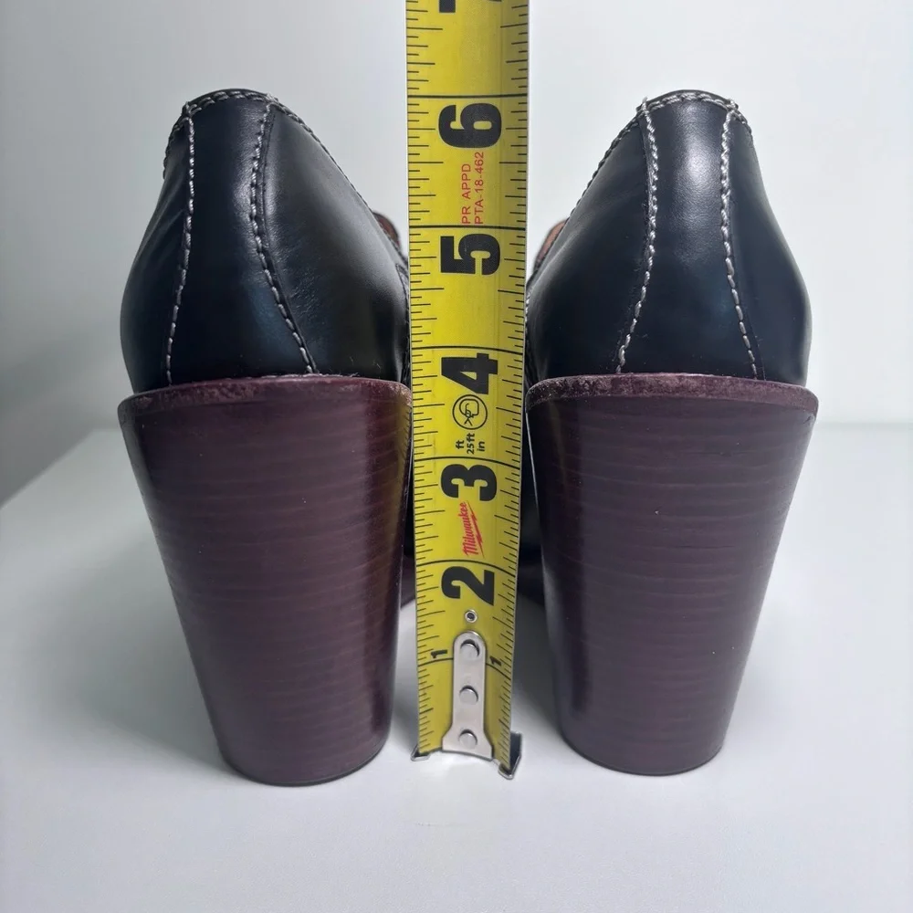 See by Chloe Black Leather Wedge Heel Brogue Oxford Loafer Shoes Size 36.5